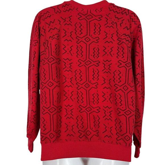 QW Avant Garde Womens Vintage All Over Graphic Print Crew Neck Sweatshirt Red M - Picture 14 of 16